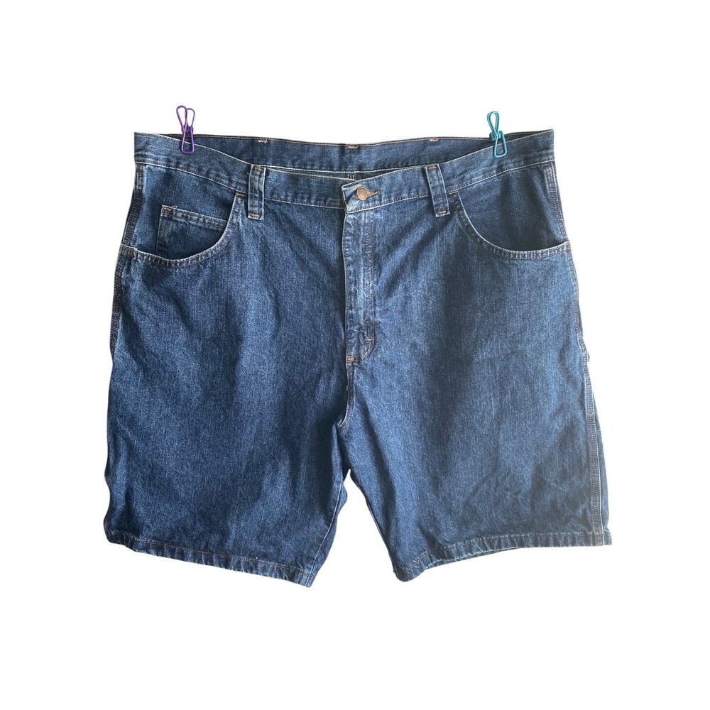 Wrangler Shorts Mens 42 Blue Denim Carpenter Cargo Relaxed Fit 10 Inseam Work